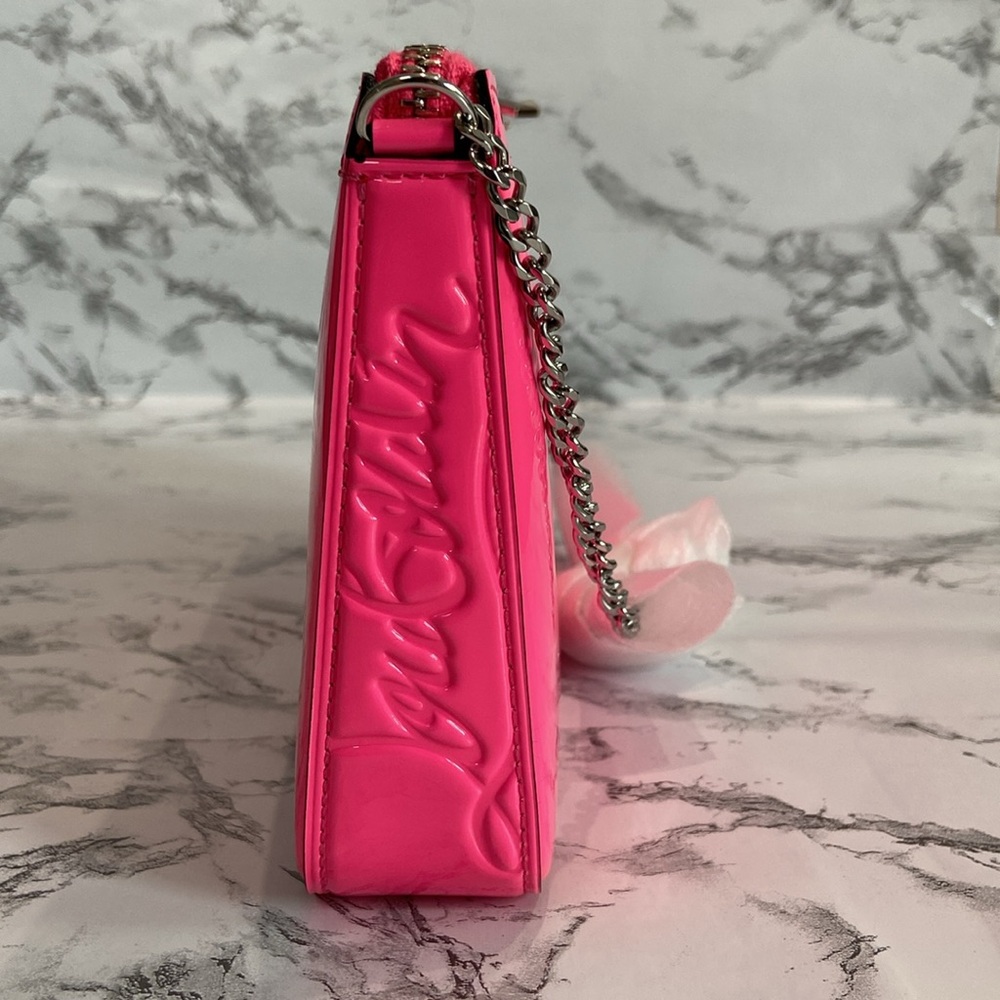 New Christian Louboutin Loubila patent leather bag in Poupidou pink - Picture 4 of 9